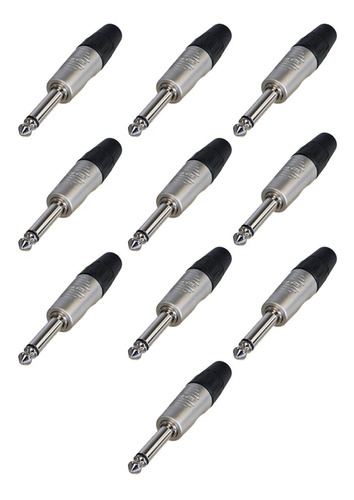 10 Plugs Conector P10 Mono Nickel Rp2c Rean By Neutrik