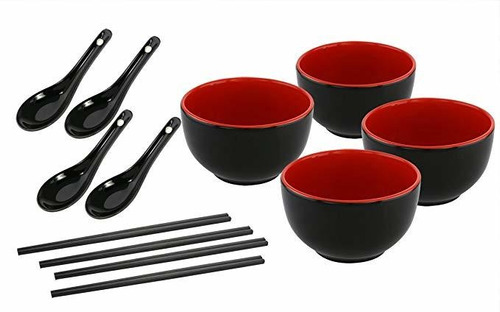 Kovot Cocina Asiática Tazón De Cerámica Set - Incluye (4) De