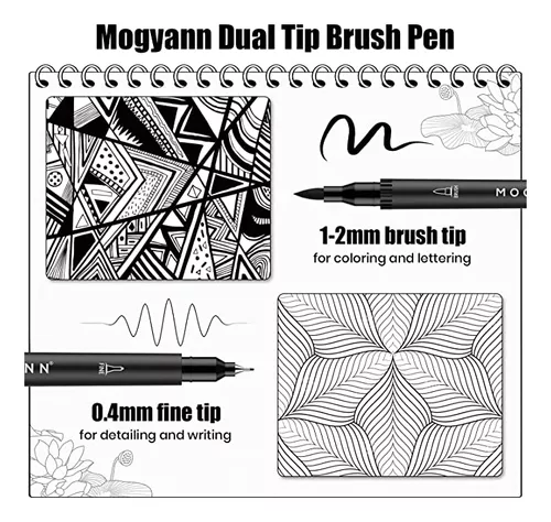 Mogyann Drawing Pens, 12 Pack Dual Brush Pens Black Markers for Art Drawing  Sketching