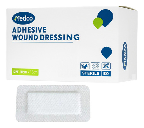 Apósito Adhesivo Estéril 10x15cm Caja 25 Unids Apósito Medico Apósitos Estériles Para Cubrimiento De Heridas, Suturas Marin 25 Unidades De Apósitos Para Emergencias, Primeros Auxilios, Heridas, Curas