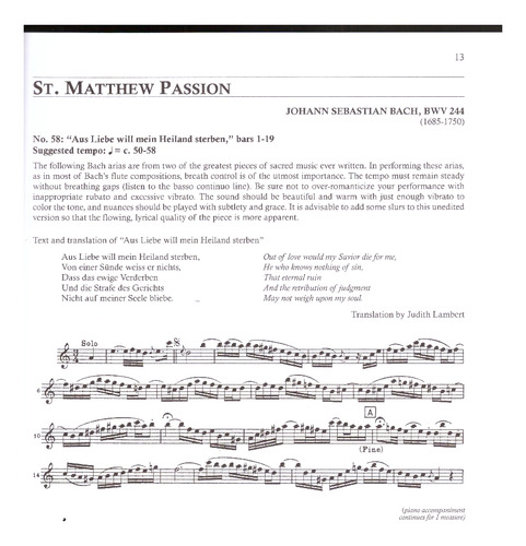 Orchestral Excerpts For Flute Vol 1 With Piano Accompaniment