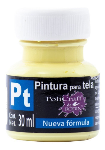 Pintura Para Tela Pt Rodin Policraft Acabado Suave 30ml Color Amarillo Pastel