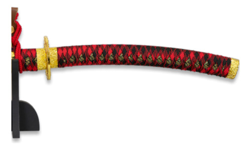 Katana Tachi Roja Negra Con Peana Hoja 68 Cm