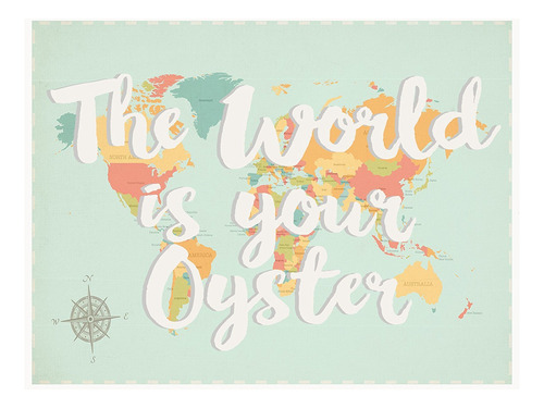 The World Is Your Oyster World Map, Impresion De 5.1 X 54.3 