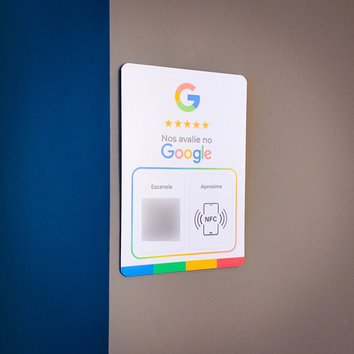Placa Google Avaliação Com Chip Nfc E Qr Code Kit Com 3