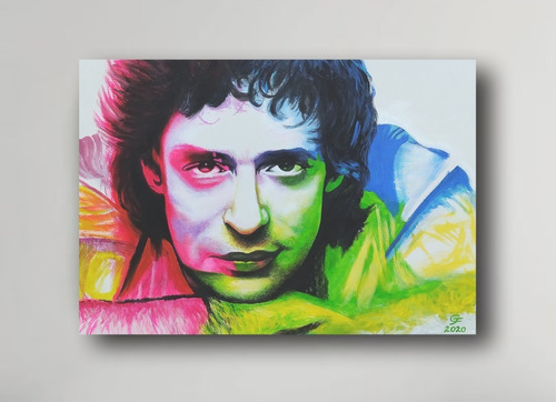 Gustavo Cerati Retrato Cuadro Pintado A Mano