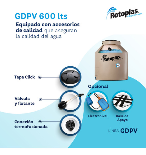 Tanque De Agua Rotoplas 600l Cuatricapa Vertical Polietileno Beige