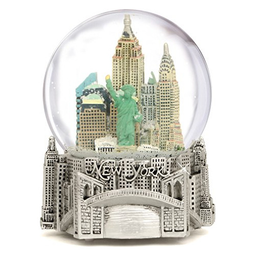 Globo De Nieve Musical De Nueva York City Plata, (6 Pul...