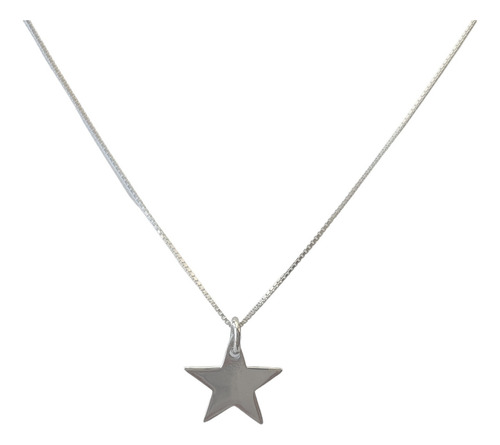 Collar Estrella Plana Cadena Veneciana Plata Fina 925