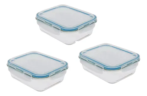 Kit Potes De Vidro Hermético 3 Pçs 1 Litro Marmita Hauskraft