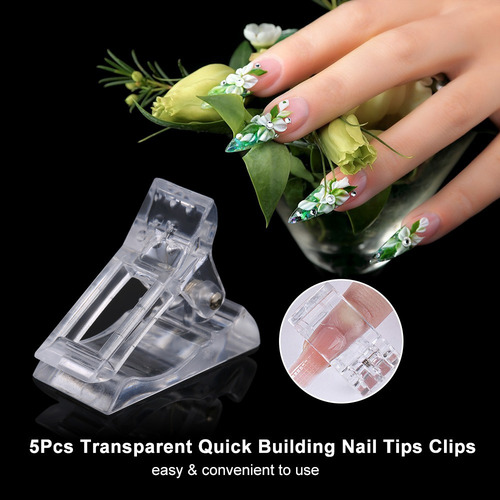 Juego De 5 Puntas De Uñas Transparentes De Polygel Para Cons
