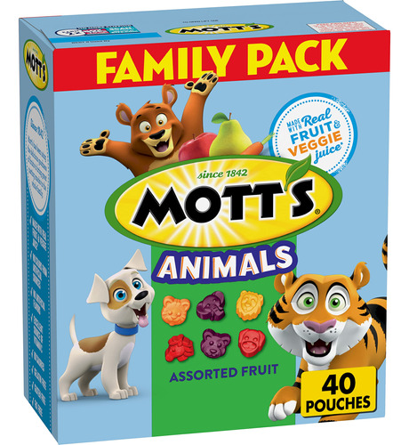 Mott's Animal Fruit Snacks, Paquete Familiar, Frutas Surtid.