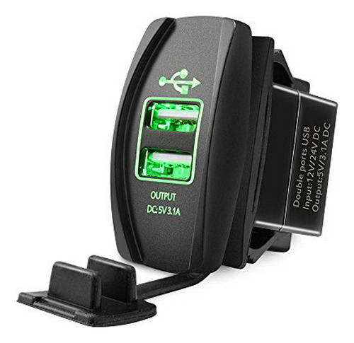 Cargador Usb Dual Para Coche Con Interruptor Luminoso