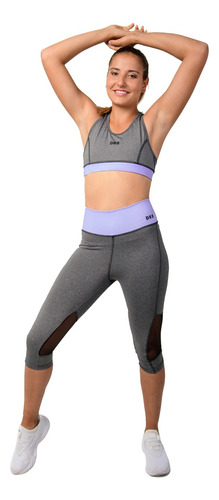 Calza Capri Mujer  Dribbling Stripes Deportiva Gris Dygsport