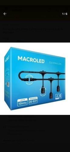Imagen 3 de 6 de Guirnalda 20 Lamparas 10mts E27 Exterior Apto Luz Led Macro