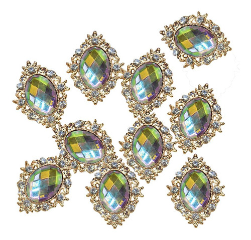 4 Adornos De Espalda Plana Color Ab 30x25mm Color Ab 30x25mm