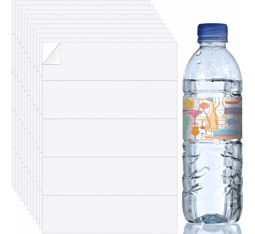 Etiqueta Adhesiva Blanca Para Botella Agua Envolvente 5