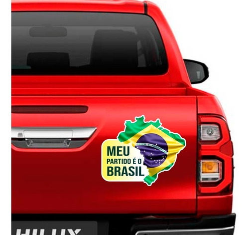Imagem 2 de 2 de Adesivo Vinil - Meu Partido É O Brasil - Bandeira Mapa