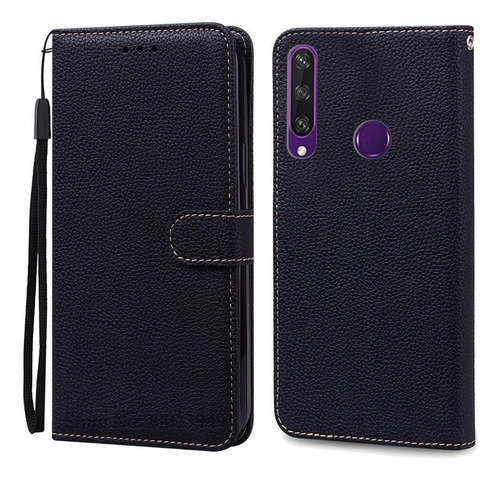 Funda Tipo Cartera De Piel Suave Con Tapa Para Huawei Y6p Me