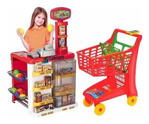 Mercadinho Infantil + Carrinho De Compra Super Market 