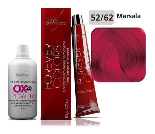 Imagem 1 de 3 de Kit Coloração - 52-62 Marsala Ox 20 Volume 80ml Forever Liss