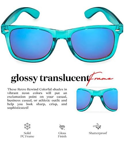 Retro Rewind Translucent Frame Colorful Neon 80s Gafas De So