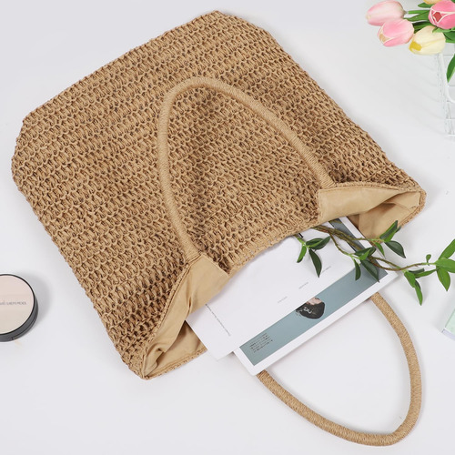 Wantgor Bolsos De Playa De Paja, Bolso De Mano Tejido De De