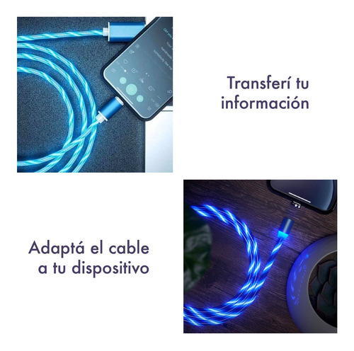 Cable Magnetico 3 En 1 - Celular Usb Tipo C - Led Multicolor