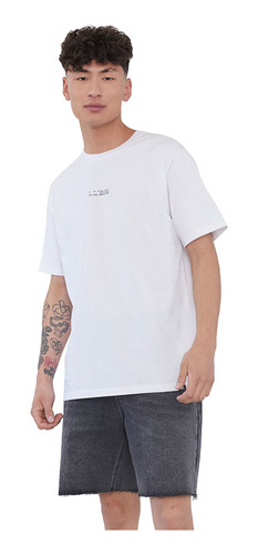 Polera Hombre Lettering Blanco Corona