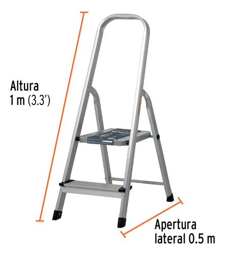 Escalera 2 Peldaños Plegable Aluminio 90 Kg Premium Truper