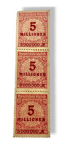 Wow Moneda Notgeld 10 Pfennig 1918 + 3 Timbres Hiperinflacio (Usado)