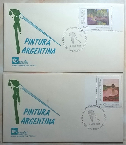 Argentina, Serie Sobres 1er Día Gj 2541-2 Pintura 91 L14153