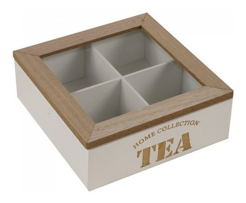 Imagen 1 de 2 de Caja Te 4  Divisiones Rectangular Madera Tea Regalo Trendy