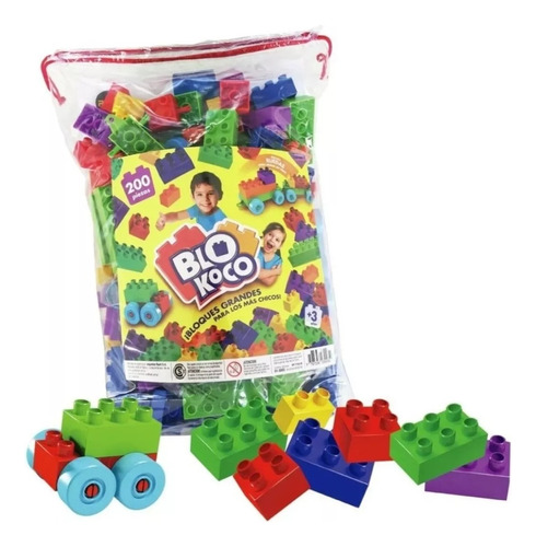 Bolsa X 200 Bloques Grandes De Encastre Ruedas Blokoco Mania