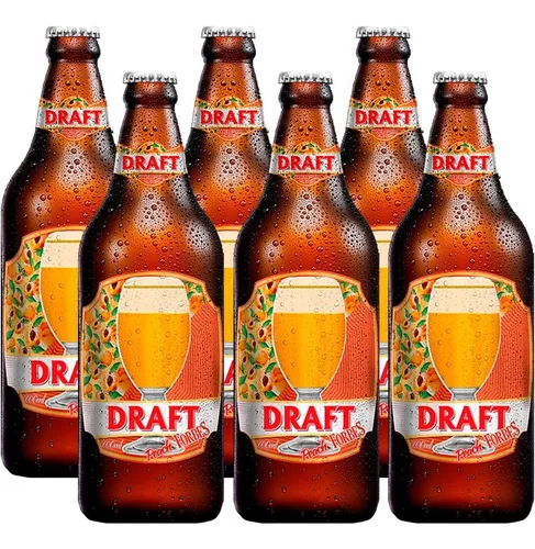 Kit 6 Chopp Vinho Draft Pessego Coquetel Gaseificado 600ml