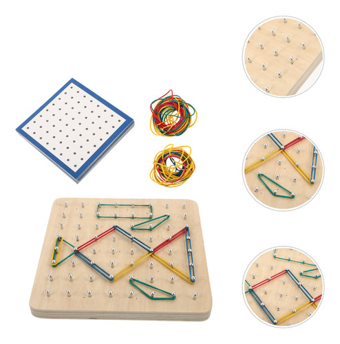 1 Juego De Tablas De Clavos Geoboard De Madera Con Forma Geo