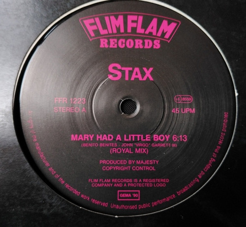 Stax - Mary Had A Little Boy (royal Mix) Germany (Usado)