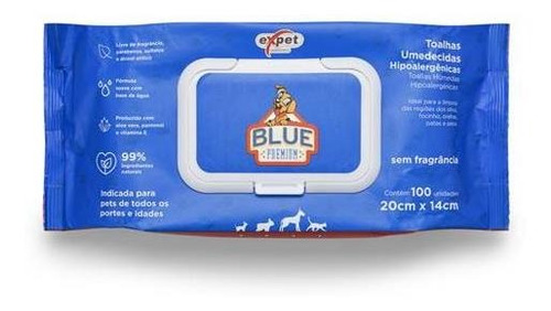 Imagem 1 de 4 de Toalha Umedecida Hipoalergênica Para Pet 100uni Blue Mimo