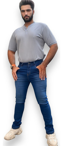 Pantalon Skinny Mezclilla Stretch Para Hombre Stone Medio