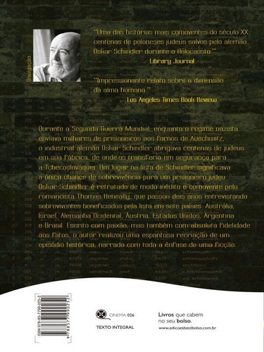 A Lista De Schindler (edição De Bolso), De Keneally, Thomas. Editora Bestbolso, Capa Mole, Edição 9ª Edição - 2007 Em Português