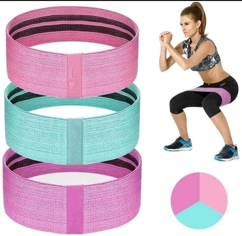 Imagen 4 de 8 de Pack 3x Bandas Elasticas Tela Resistencia / Pilates /fitness