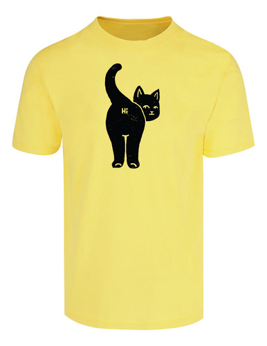 Playera Manga Corta De Hola - Trasero De Gato - Cat Black