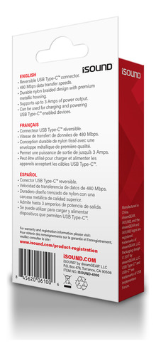 Cable Tipo C A Tipo C De 1.8 Metros Isound Negro