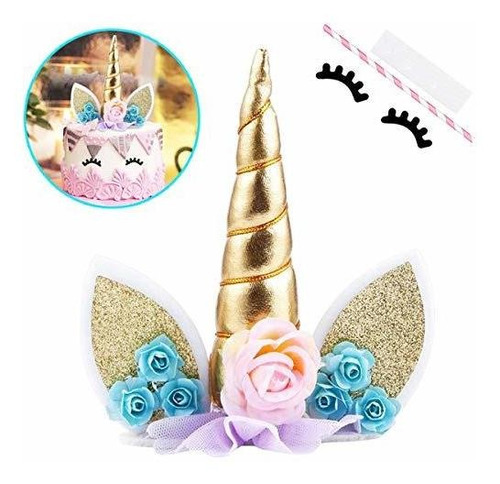 Unicorn Cake Topper Con Pestañas Fiesta Decoracion De Paste