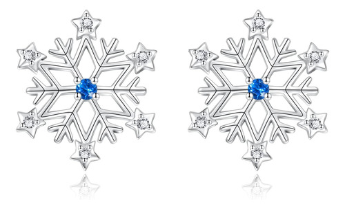 Pendientes De Copo De Nieve De Plata De Ley 925 Pendientes