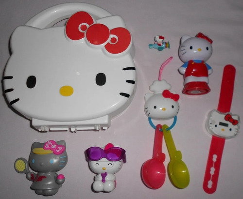 Hello Kitty Lote 7 Itens Maleta Top Colheres Relógio Bonecas (Usado)
