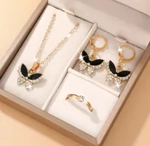 Comprar Pack De De Joyas Mariposa | Collar + Aretes + Anillo