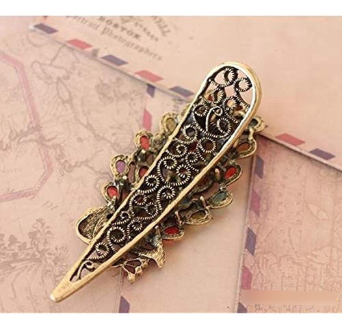 Shungfun Mujeres Vintage Metal Pavo Real Patron Pinzas Para