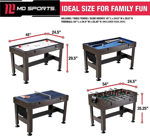 Mesa De Juegos 4 En 1 Md Sports 54in Color Marrón