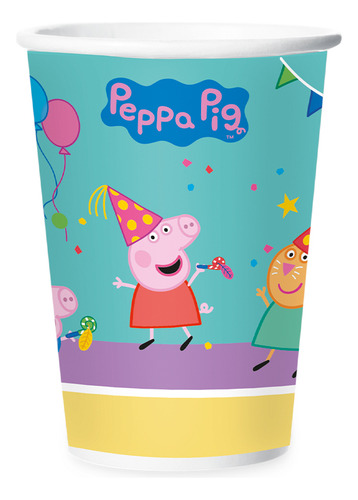 8 Copos Peppa Pig Festa De Aniversário 180 Ml